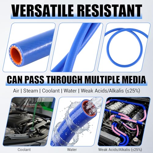 Outus 1" Id, 25ft Silicone Heater Hose,Coolant Radiator Hose, Blue, 1 - color: Blue, size: 1" ID, 25ft