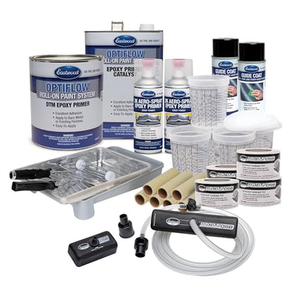 Eastwood Optiflow Roll-On Complete Automotive Epoxy Primer Paint with DSB Dustless Block Sanding Kit | Gray