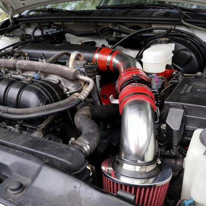 KAX 3.5" Cold Air Intake Kit for 1996-2004 Chevrolet S10 4.3L - color: Red, size: 1996-2003 Chevrolet S10 4.3L