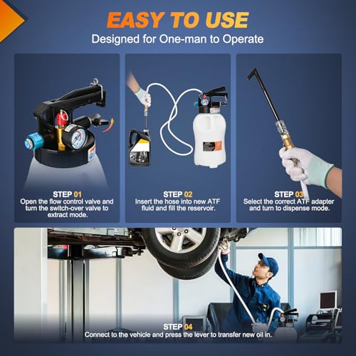 GOOACC Transmission Fluid Pump Kit 6L Automotive Pneumatic Oil Fluid Extractor ATF Refill Dispenser Transfer Pump with 15 ATF Filler Adapters 1.6 Gal 2 Ways Vacuum Fluid Evacuator Oil Change Tool Set - size: 6L