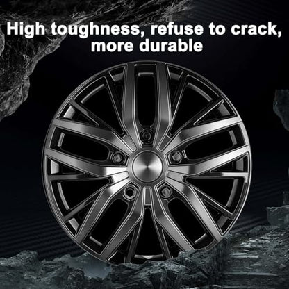 17-Inch Silver ABS Hubcaps with Steel Rings & Adjusters, Patented Design, Universal Fit, Set of 4 Wheel Covers (Black-Gunmetal Grey) - color: Black-Gunmetal Grey