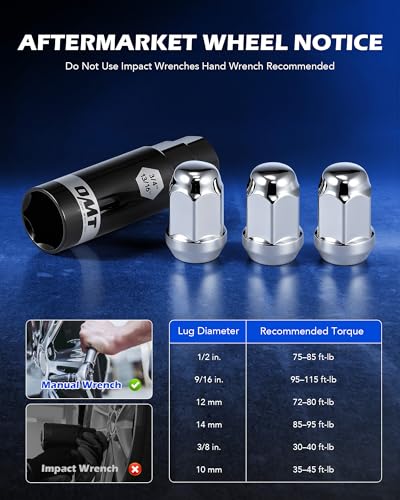 OMT M12x1.5 Lug Nuts with Cone Seat, 20pcs Lug Nuts Set with 1 Socket Key - color: Silver, size: M12x1.5, style: 20Pcs Hex Tuner