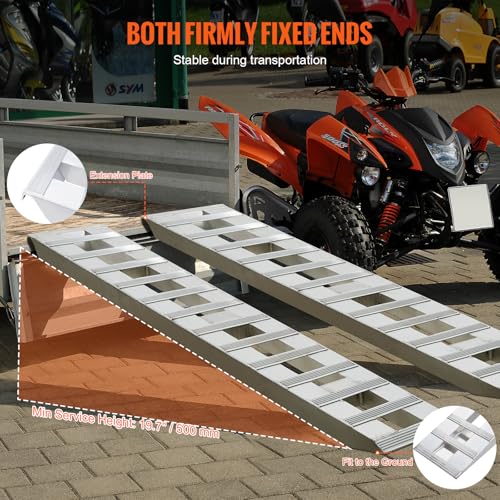 VEVOR Loading Ramps, 2 Pcs 72 x 15 in, Durable Aluminum and Heavy-Duty Trailer Ramp Set with Anti-Slip Plates, 6000 Lbs Combined Capacity, for Carts, Farm Tractors, ATVs, Lawn Mowers, Motorcycles - size: 6000 lbs