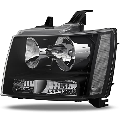 APSVE Headlight Assembly for 2007-2014 Chevy Tahoe Suburban 1500 2500 - color: Black,Chrome