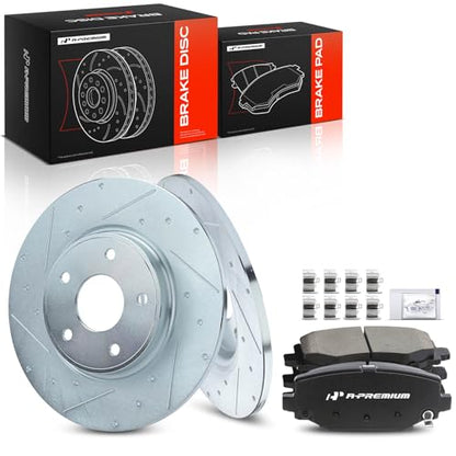 A-Premium 12.91 inch (328mm) Rear Brake Rotors & Ceramic Pads Kit, 6-Pack - style: Rear Drilled and Slotted