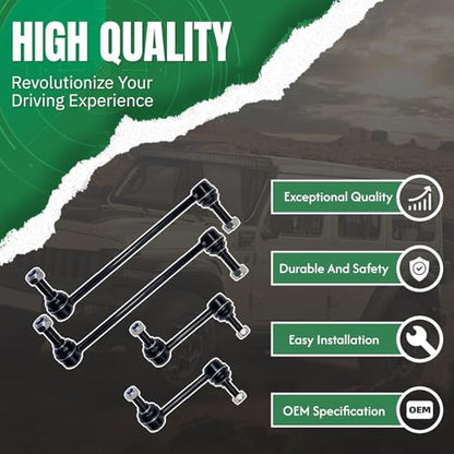 4Pc Front Rear Stabilizer Sway Bar End Links for Ford 2010-2018 Flex/aurus, 13-18 Police Interceptor Sedan, 14-18 Special Service Police Sedan, for Lincoln 10-16 MKS, 10-18 MKT K750393 K750388 - size: K750393&K750388-4PC