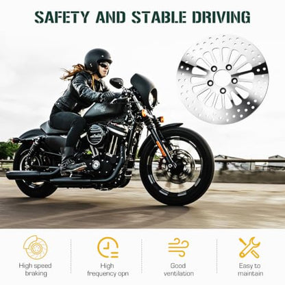 Youxmoto 11.8" Brake Rotor Set for Harley Davidson Touring, for Road King Electra Glide Standard/Classic Tri Glide Ultra Classic Street Glide Road Glide with Bolts Set Brake Disc Rotor 08-22, Polished - size: 2*11.8'' Front Rotor+1*11.8'' Rear Rotor+3*Bol