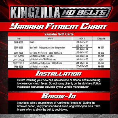 Kingzilla Drive Belt fits Yamaha Drive G29 Golf Carts (2012.5-2016) with FBT Clutches, Will not fit Team Clutches - Premium Heavy Duty Performance Clutch Drive Belt Built for Extreme Conditions - color: Drive G29 Severe Duty
