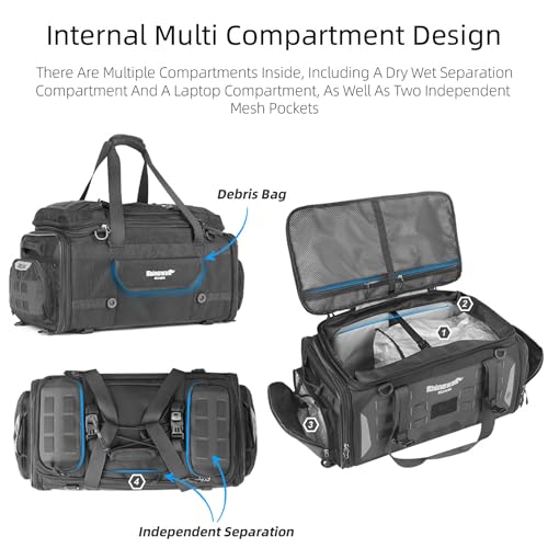 Rhinowalk Motorcycle Tail Bag - Expandable 50-70L Travel Luggage, Sport Saddle Bag, Waterproof Helmet Bag with Rain Cover, Backpack & Molle System-Black - color: Black 50-70L