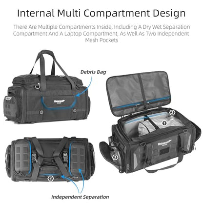 Rhinowalk Motorcycle Tail Bag - Expandable 50-70L Travel Luggage, Sport Saddle Bag, Waterproof Helmet Bag with Rain Cover, Backpack & Molle System-Black - color: Black 50-70L