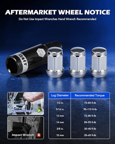 OMT 1/2"-20 Lug Nuts with Cone Seat, 24pcs Lug Nuts Set with 1 Socket Key - color: Silver, size: 1/2"-20, style: 24Pcs 1.38"Long