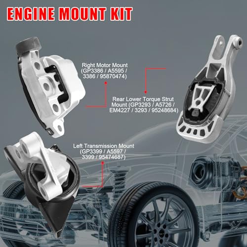 3Pcs Engine Motor & Transmission Mount Fit for Chevy Sonic 1.8L 2013-2016 - size: 2013-2016 for Chevy Sonic 1.8L