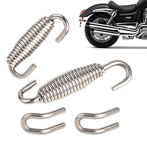 WANLIAN 8 Pcs Motorcycle Exhaust Springs 68mm/2.67", Universal Fit Exhaust Pipe Muffler Spring with Swivel Hooks, U-Shape Welded Fasteners, Stainless Steel Exhaust Springs Replacement Kit (Silver) - color: Silver 8 Pack