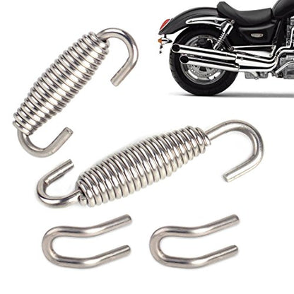 WANLIAN 8 Pcs Motorcycle Exhaust Springs 68mm/2.67", Universal Fit Exhaust Pipe Muffler Spring with Swivel Hooks, U-Shape Welded Fasteners, Stainless Steel Exhaust Springs Replacement Kit (Silver) - color: Silver 8 Pack