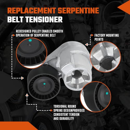 Belt Tensioner Assembly with Pulley Fit for BMW X3 11-17, X5 11-18, X6 08-19, 335i 14-15, 535i 11-16 L 6 3.0L, Engine Code N55, Replace# 11288604266, 7599097 - size: 11288604266