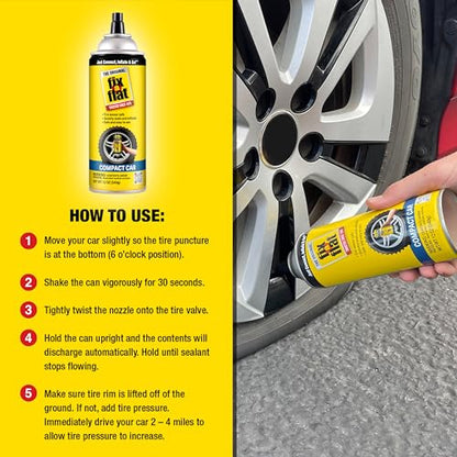 Fix-A-Flat S60410 Aerosol Emergency Flat Tire Repair and Inflator, for Compact Tires, Eco-Friendly Formula, Universal Fit for All Compact Cars, 12 oz. (Pack of 1) - size: Compact Car