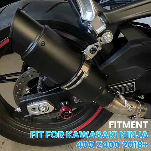 Exhaust Muffler Compatible with Kawasaki Ninja 400 Z400 2018 2019 2020 2021 2022 2023, 30cm Matte Black, with Adapter Connect Pipe, Slip On Motorcycle Exhaust