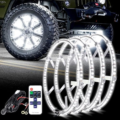 4PCS 17" White LED Wheel Lights Waterproof for Truck - size: 17inch
