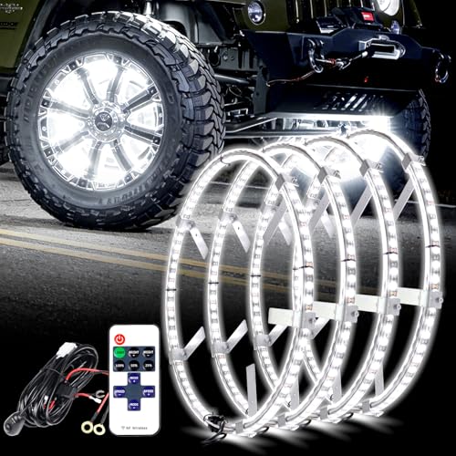 4PCS 17" White LED Wheel Lights Waterproof for Truck - size: 17inch
