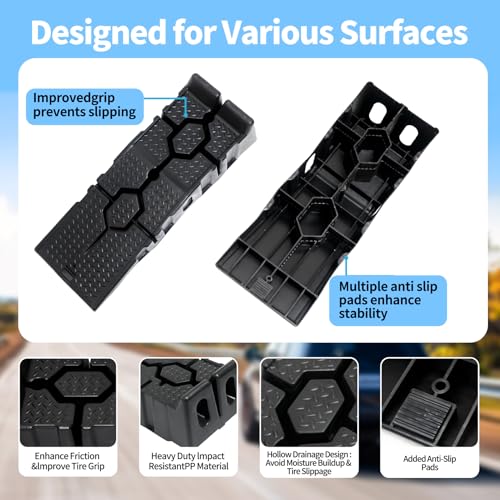 Portable Plastic Car Ramps - 6600Lbs Capacity Non-Slip Low Profile Car Ramps for Oil Changes,Vehicle Ramps for Tire Replacement & Chassis Maintenance-SUV/Pickup/Sedan,2-Pack.