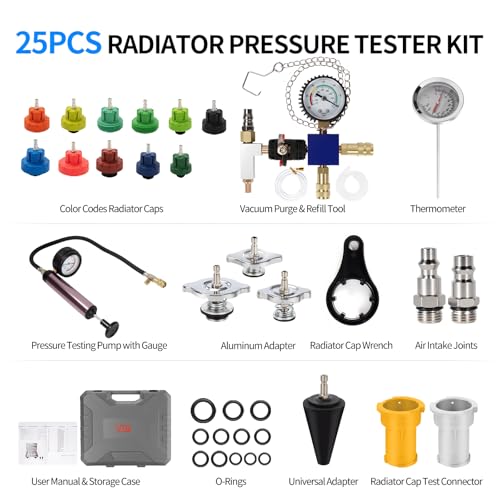 VTG VOGTEN 25PCS Coolant Pressure Tester Kit,w/17 Radiator Adapters