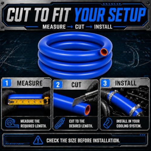 1" ID x 5 FT Silicone Heater Hose, 3-Layer Reinforced, Blue