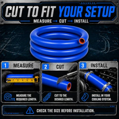 1" ID x 5 FT Silicone Heater Hose, 3-Layer Reinforced, Blue