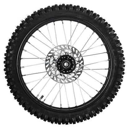 70/100-17 Front Wheel Tire (2.75x17) Inner Tube 1.6x17 Rim With 12mm Inner Bearing Assembly 190mm Brake Disc Rotor for Dirt Pit Bike Motocross Off Road (70/100-17 12mm) - size: 70/100-17 12mm