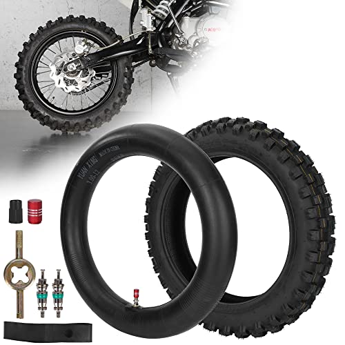 80/100-12 3.00-12 Rear Dirt Bike Tire and Inner Tube Set - size: 80/100-12