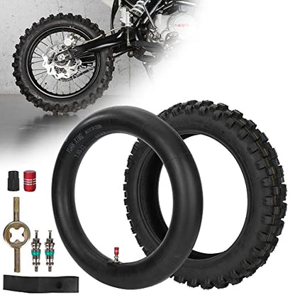 80/100-12 3.00-12 Rear Dirt Bike Tire and Inner Tube Set - size: 80/100-12