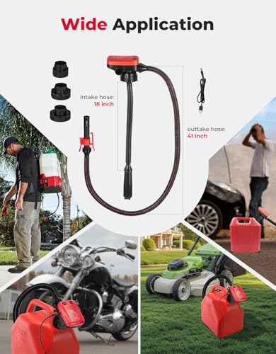 KEMIMOTO Rechargeable Fuel Transfer Pump with 4000mAh Lithium Battery Power