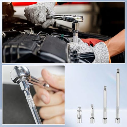 1/4 Inch Drive Socket Extension Bar Set, 4 Piece wrench extender - size: 1/4