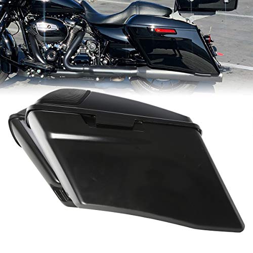 TCT-MOTORPARTS 4" Stretched Extended Hard Saddlebags Fit For Harley CVO Touring Road King Electra Glide Road Glide FLHX FLHR 2014-2024 - color: Unpainted Black w/ Latch Keys