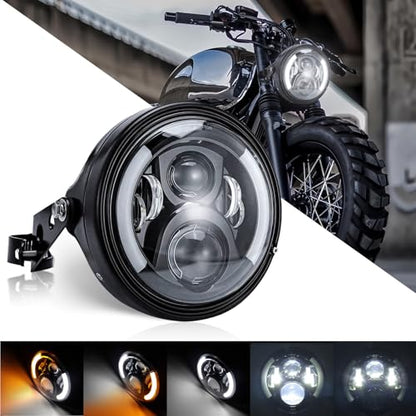 SKTYANTS 7" 7 Inch Round LED Motorcycle Headlight assembly with 7 Inch Housing Bucket DRL Turn Signal Lights for Motorcycle Headlights