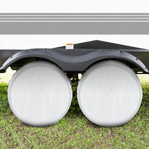 Season Guard 4Pack Carbon Fiber Tire Cover, Fit Truck SUV RV Trailer Camper - color: Silver, size: Size 1:fit 24-26.5 inch tire diameters