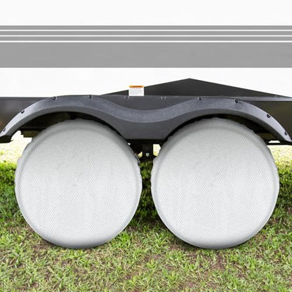 Season Guard 4Pack Carbon Fiber Tire Cover, Fit Truck SUV RV Trailer Camper - color: Silver, size: Size 1:fit 24-26.5 inch tire diameters