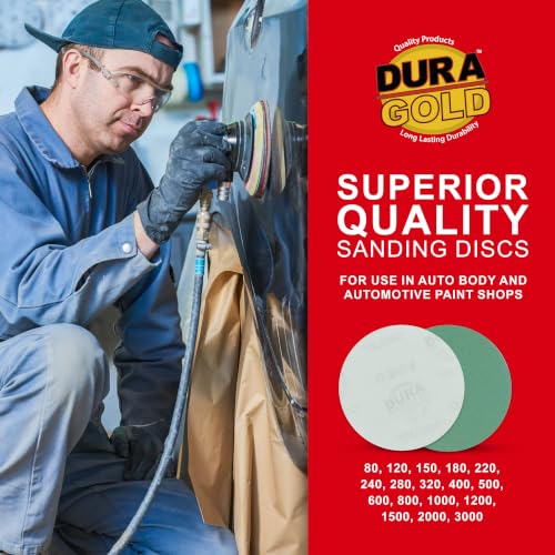 Dura-Gold 5" Green Film Sanding Discs, 120 Grit, Box of 50, Hook & Loop - size: 120-Grit
