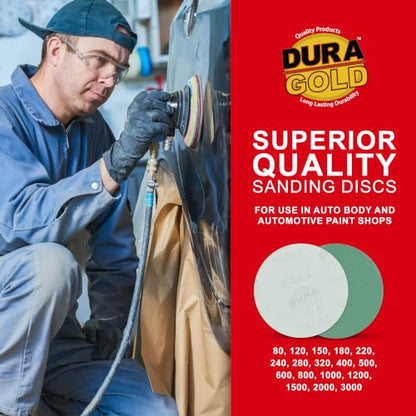 Dura-Gold 5" Green Film Sanding Discs, 120 Grit, Box of 50, Hook & Loop - size: 120-Grit