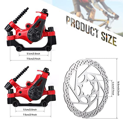TOBWOLF Mechanical Disc Brake Kit, Dual Piston Calipers with 160mm Rotors - color: Mechanical Disc Brake Set - Dual Piston （Red）