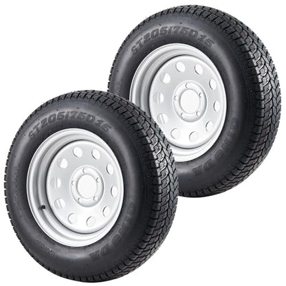 ST205/75D15 Trailer Tires with 15 in Rims, 5 Lug on 4.5 in, Load Range C, 6PR - size: ST205/75D15, style: 5 lug on 4.5"