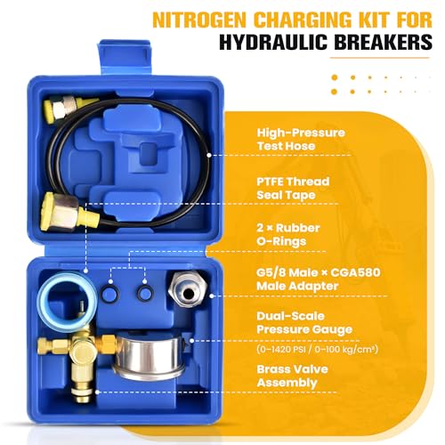 Hydraulic Pressure Test Kit for Hydraulic Breaker Nitrogen Charging - size: 1400 PSI