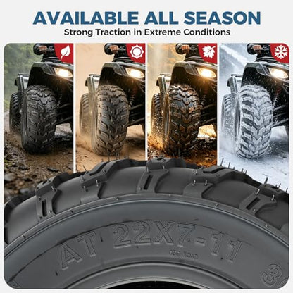 PROPARTS Set of 2 22x7-11 ATV UTV Tires 22x7x11 6PR Off-road Quad Tires Compatible with Honda Recon 250 Suzuki Ozark 250 All Terrain Tire, Tubeless - size: 22x7-11