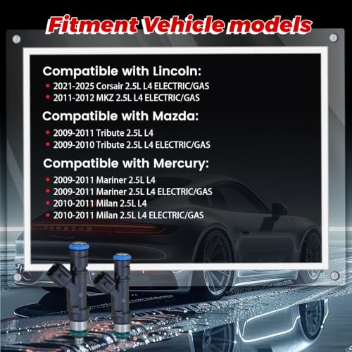 4-Pack Fuel Injectors Set | Compatible with Ford Escape Fusion Transit Connect Lincoln MKZ Mazda Tribute Mercury Milan Mariner 2.5L L4| Replaces FJ999 9E5Z9F593A CM5152 - size: 4 X FJ999