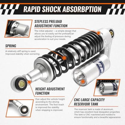320mm 12.6 inch Universal Shock Absorbers Rear Suspension for HONDA - color: Silver