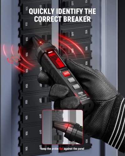 KAIWEETS Circuit Breaker Finder with LCD Display, GFCI Outlet Tester, AC 90-130V Electrical Circuit Tracer Tool with NCV Tset & Flashlight, Includes Carrying Case with Adapter, Alligator Clips -KT303P - size: KT303P(with adapters)
