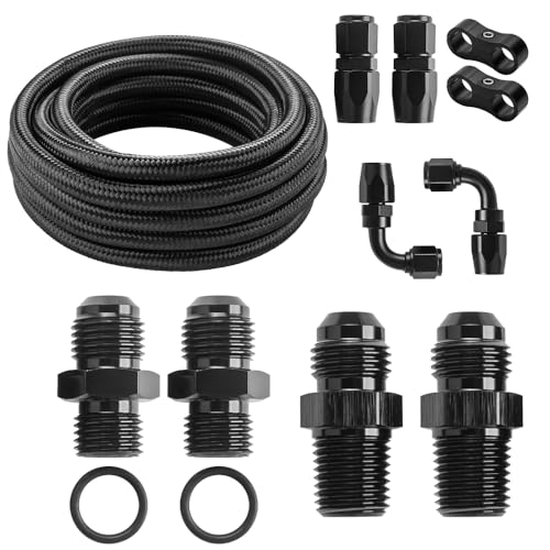 AN6 6AN Automatic Transmission Cooler Lines Kit with fittings For 4L60E 4L65E - Black Nylon Braided Hose Kit - style: style 1+ 2 Separator Clamp