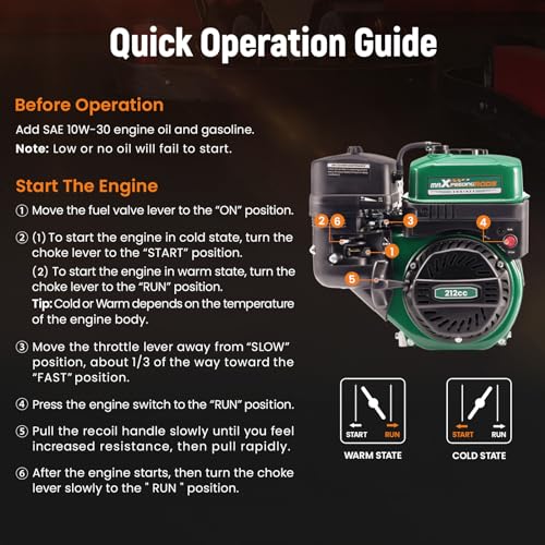 maXpeedingrods 7HP 212cc Gas Engine, 4 Stroke OHV Horizontal Shaft - style: 212cc+Recoil Start