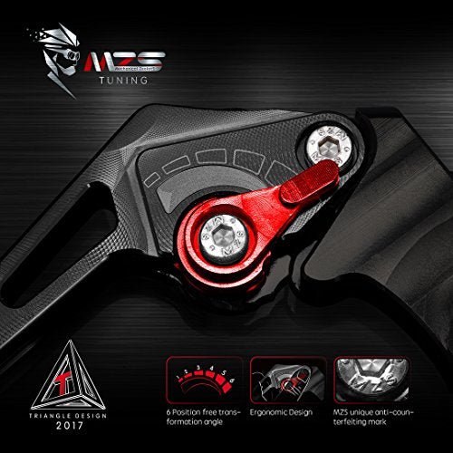 MZS Black Motorcycle Brake Clutch Levers, Short Adjustable CNC Handle Set - color: Black