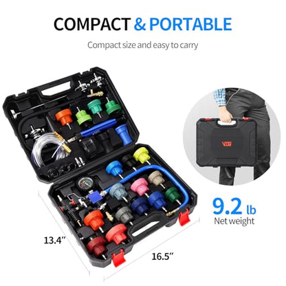 VTG VOGTEN 31PCS Coolant Pressure Tester Kit,w/23 Radiator Adapters(Black) - color: Black