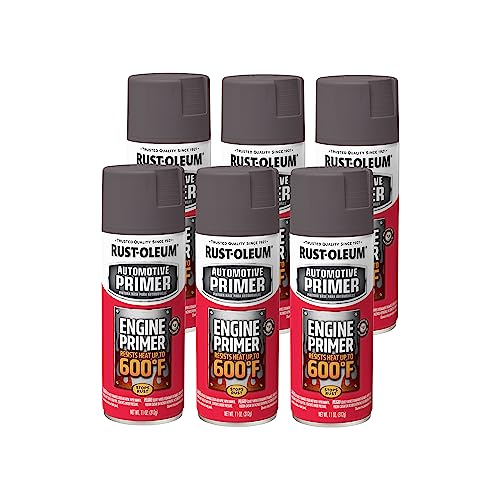 Rust-Oleum Automotive Engine Enamel Spray Paint, Flat Gray Primer - color: Flat Gray Primer, size: 11 Ounce (Pack of 6)